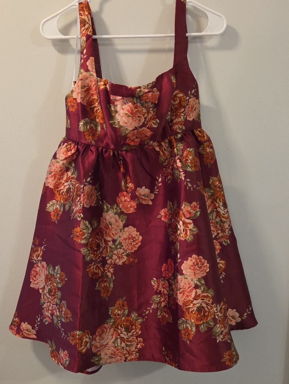 Lulus Unbelievably Lovely Burgundy Floral Print Babydoll Mini Dress